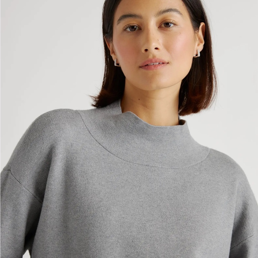 Quince Eco-Knit Milano Stitch Mock Neck Pullover Sweater - Picture 2 of 6